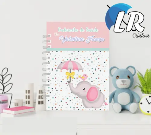 Caderneta de Saúde (vacinação) Elefantinha Personalizada