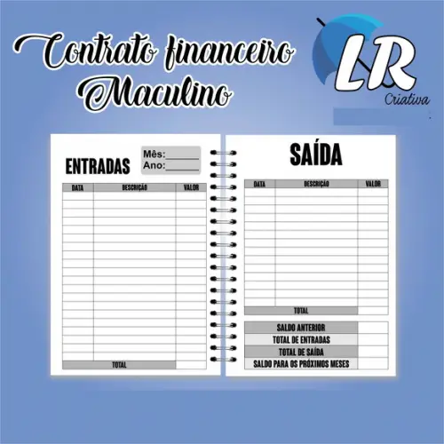 caderno controle financeiro masculino Personalizado