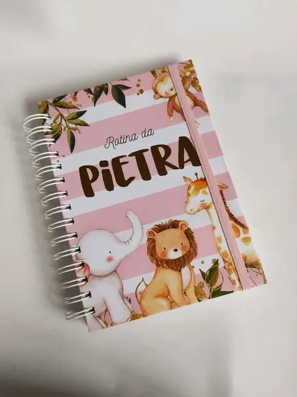 Caderno da rotina do bebê menina