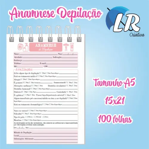 Caderno De Anamnese Depilação
