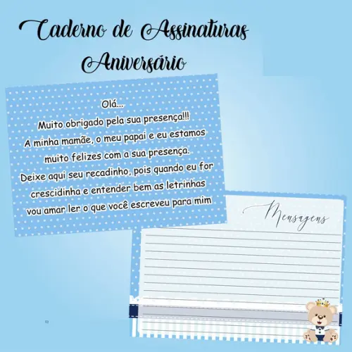 Caderno de Assinaturas Ursinho Príncipe