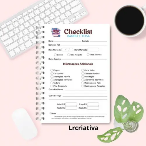 Caderno de Checklist Banho e Tosa