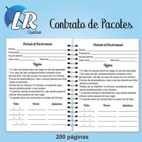 Caderno de contrato de pacote