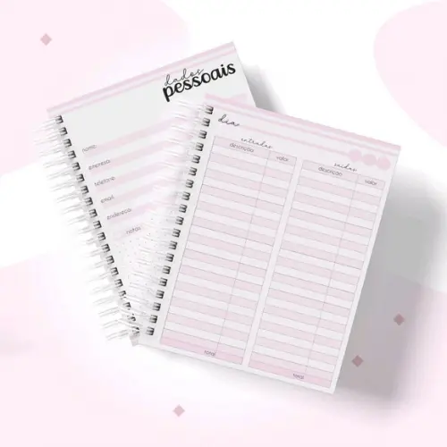 Caderno de entradas e saídas (fluxo de caixa) feminino