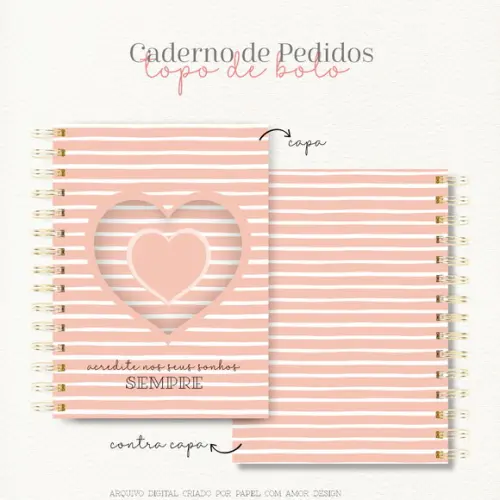 Caderno de Pedidos de topos de bolo