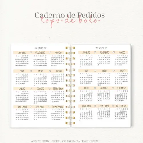 Caderno de Pedidos de topos de bolo