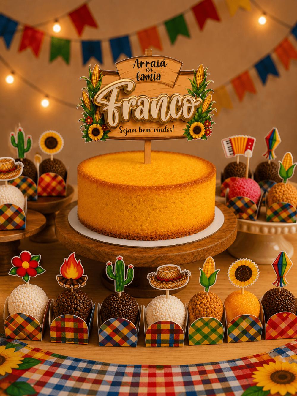 Kit Festa Junina Personalizado Completo 🌽✨ | Topo de Bolo + 