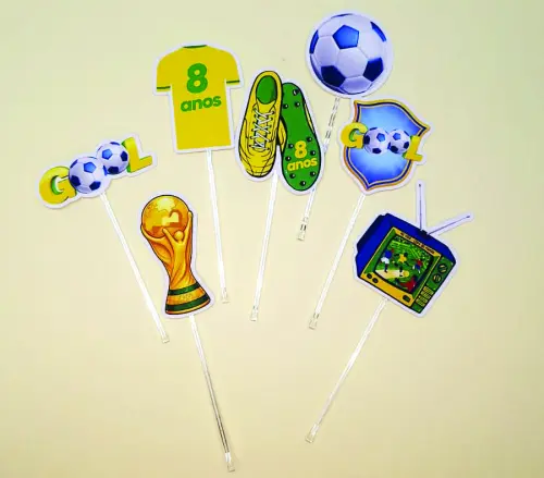 Kit Festa Futebol Brasil Personalizado 3D + Topo de Bolo + 50 Top