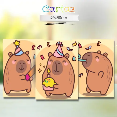 Kit Festa Capivara Fofa Completo Personalizado 🎉 | Topo de Bol