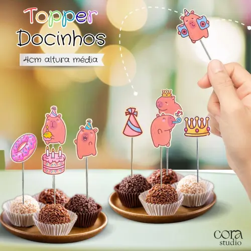 Kit Festa Capivara Fofa Completo Personalizado 🎉 | Topo de Bol
