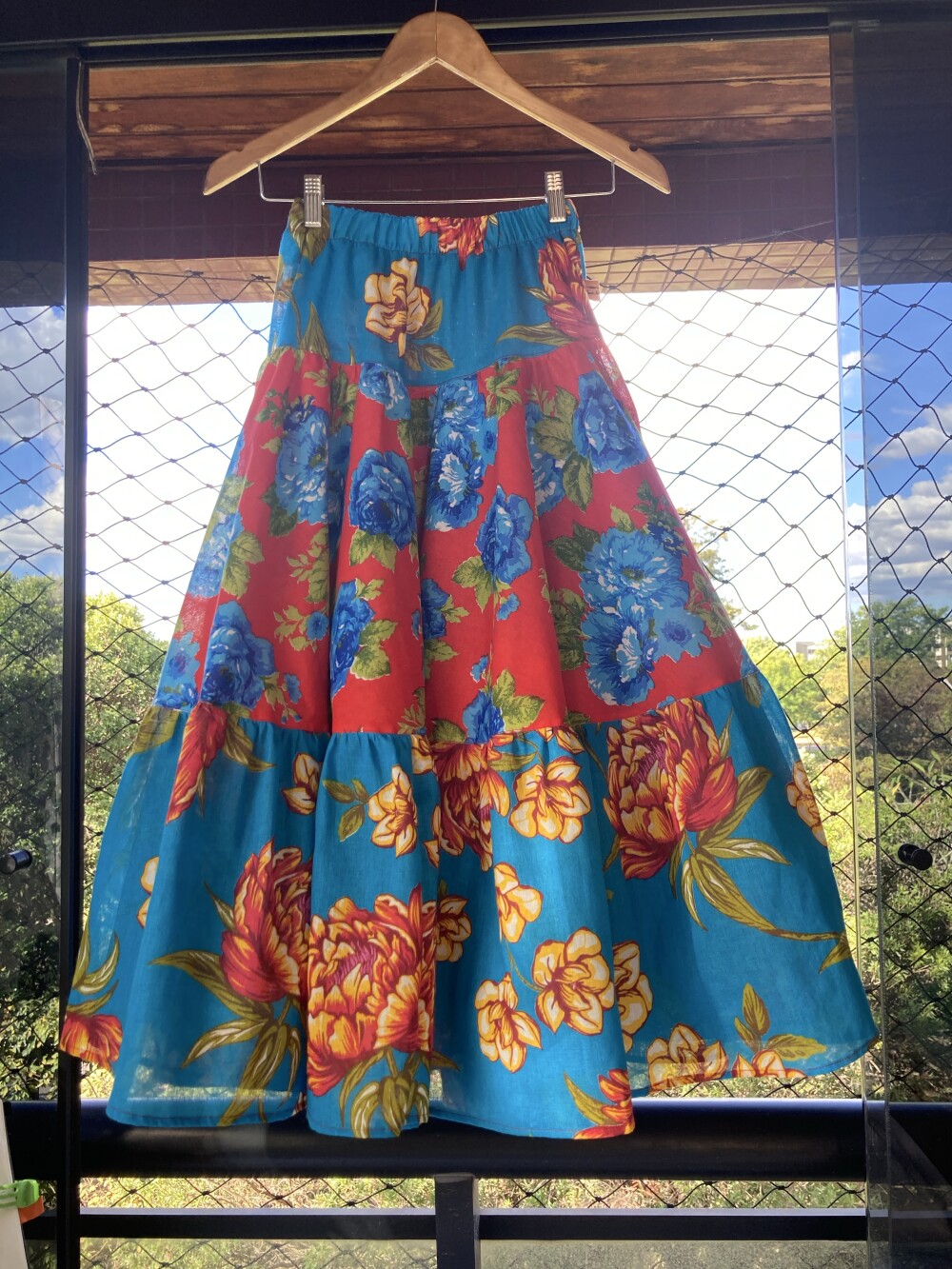 Saia Rodada de Chita Estampada – Godê com Babados - adulto