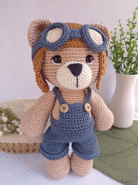 Urso Aviador de Crochê Amigurumi
