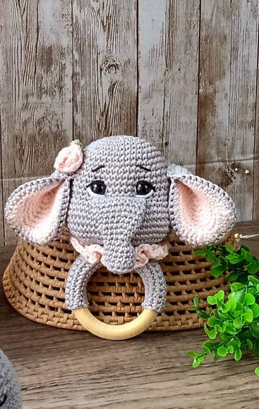 Chocalho Elefante Amigurumi Crochê