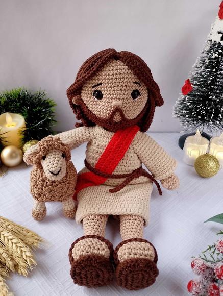 Boneco Jesus de Crochê Amigurumi