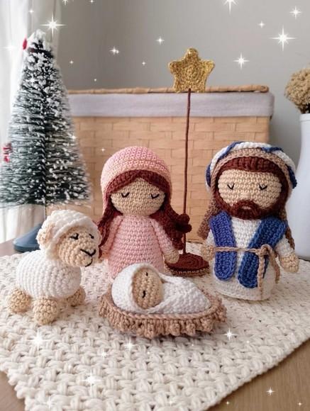 Mini Presépio de Crochê Amigurumi