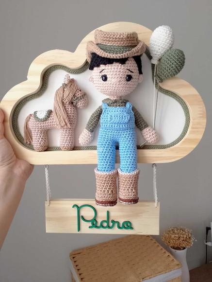 Porta Maternidade Fazendeiro Amigurumi Personalizado
