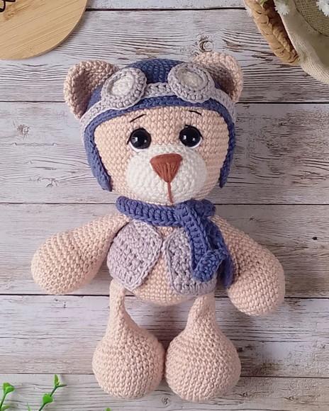 Urso Aviador Crochê Amigurumi
