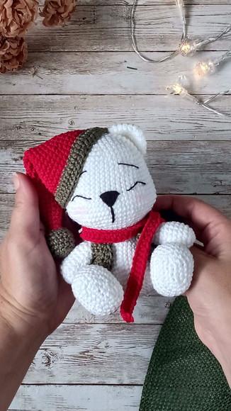 Urso Polar de Natal Amigurumi Crochê