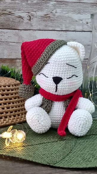 Urso Polar de Natal Amigurumi Crochê