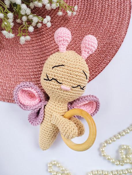 Chocalho Borboleta Amigurumi Crochê