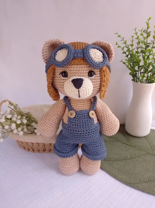 Urso Aviador de Crochê Amigurumi