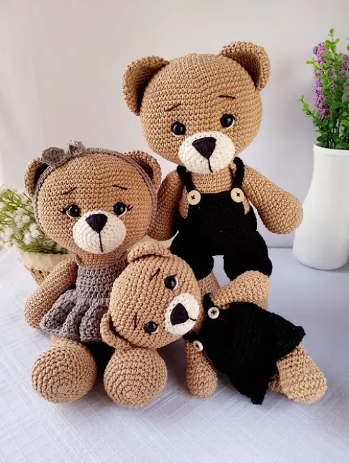 Kit Família Urso de Crochê Amigurumi