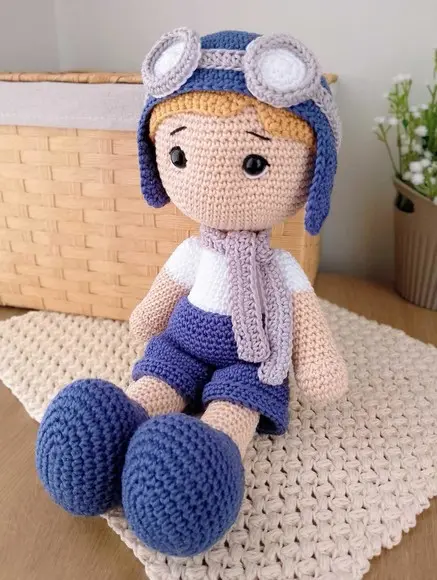 Boneco Aviador Amigurumi
