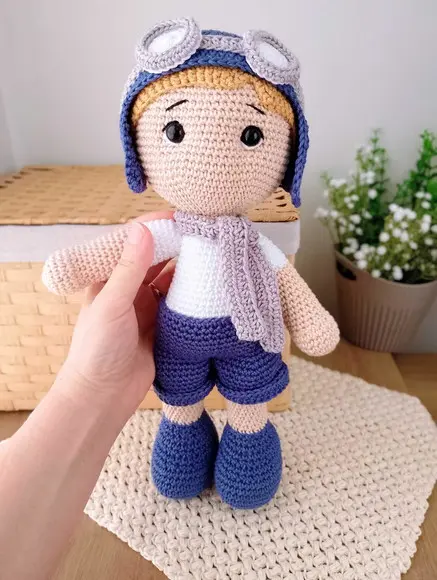 Boneco Aviador Amigurumi