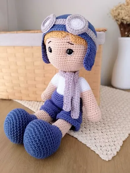Boneco Aviador Amigurumi