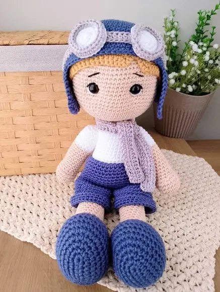 Boneco Aviador Amigurumi