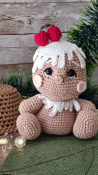 Boneco Biscoito de Natal Amigurumi Crochê