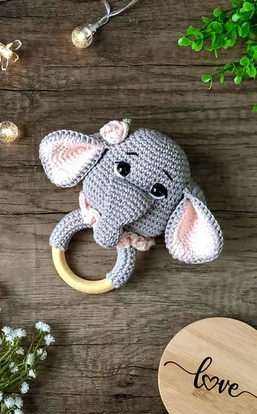Chocalho Elefante Amigurumi Crochê