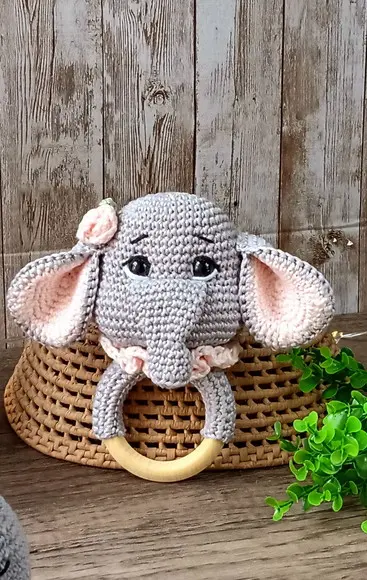 Chocalho Elefante Amigurumi Crochê