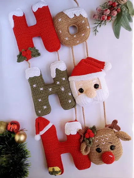 Guirlanda Natal de Crochê Amigurumi