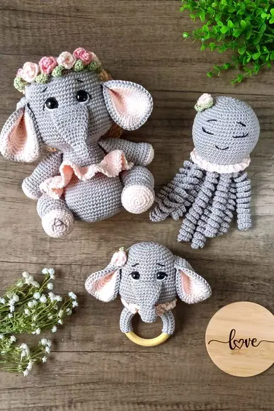 Kit Elefante Amigurumi Crochê