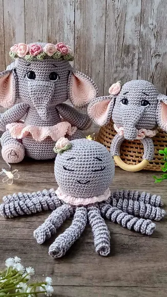 Kit Elefante Amigurumi Crochê