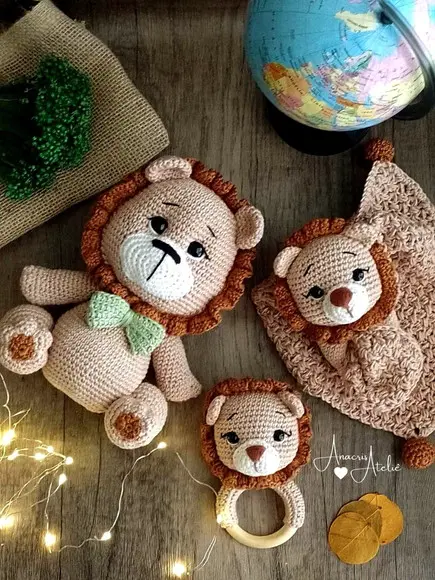 Kit Leão de Croche Amigurumi