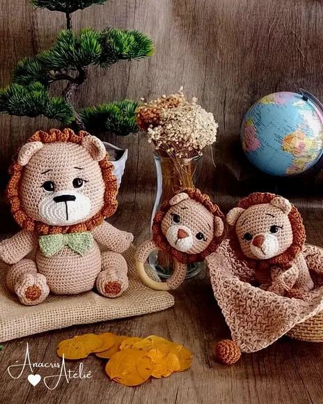 Kit Leão de Croche Amigurumi