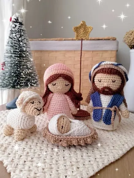 Mini Presépio de Crochê Amigurumi