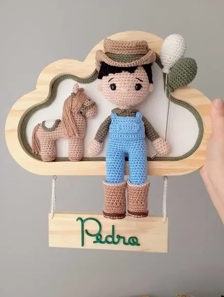 Porta Maternidade Fazendeiro Amigurumi Personalizado