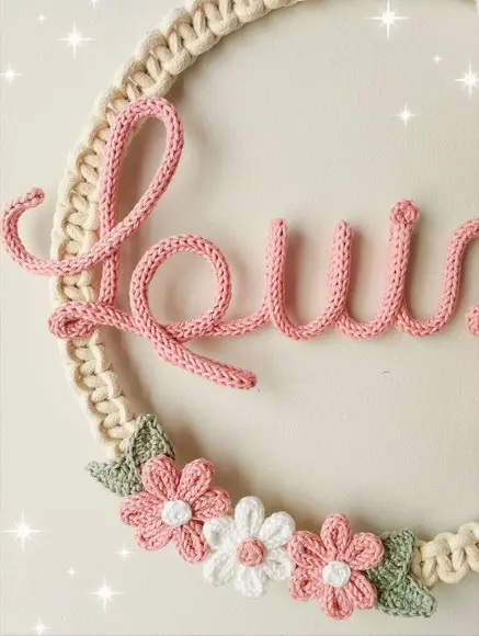 Porta Maternidade Nome Tricotin/ Macramê até 5 Letras