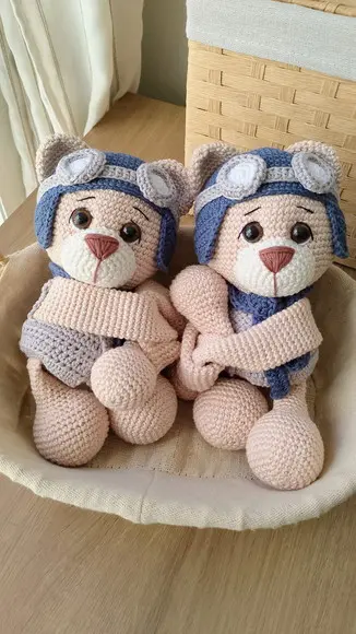 Prendedor de Cortina Urso Aviador Amigurumi