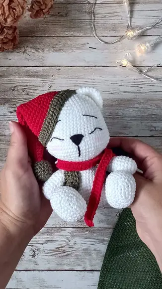 Urso Polar de Natal Amigurumi Crochê