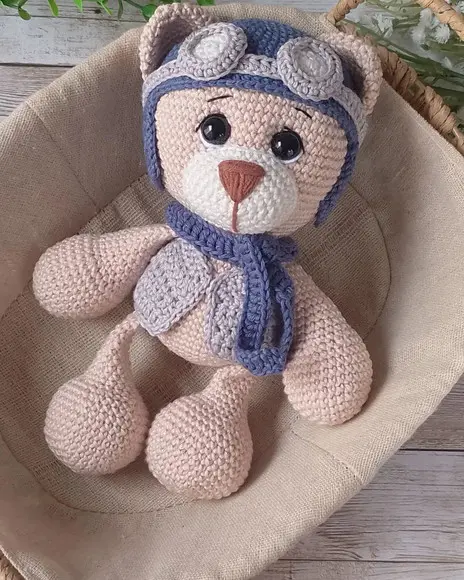 Urso Aviador Crochê Amigurumi