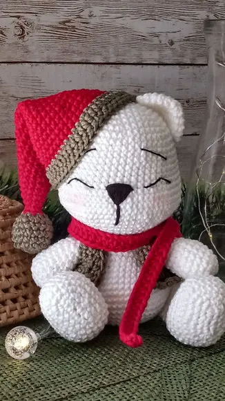 Urso Polar de Natal Amigurumi Crochê
