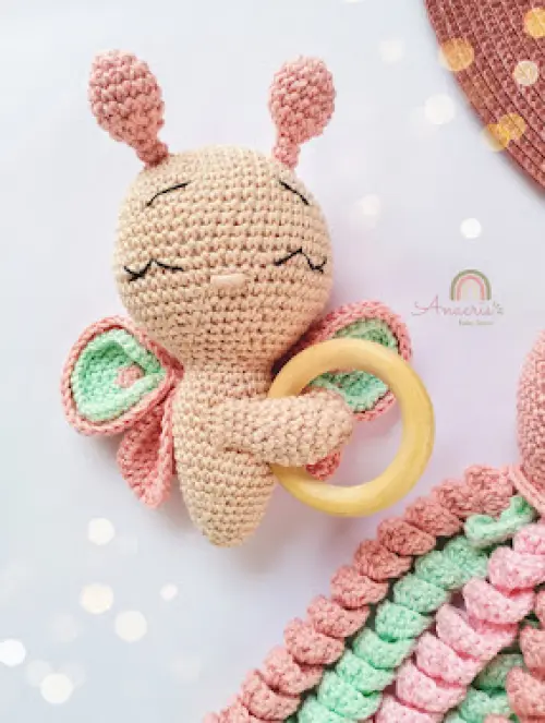 Chocalho Borboleta Amigurumi Crochê