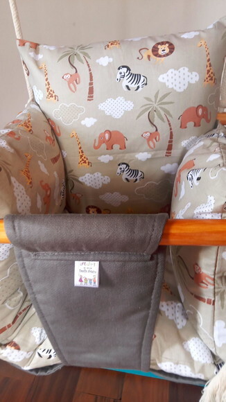 Balanço Bebe Infantil em Tecido/madeiracom Almofadas Extras