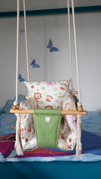 Balanço Bebe Infantil em Tecido/madeiracom Almofadas Extras