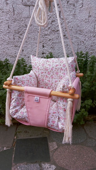 Balanço Bebe Infantil em Tecido/madeiracom Almofadas Extras