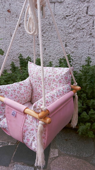 Balanço Bebe Infantil em Tecido/madeiracom Almofadas Extras